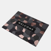 Elegant stijlvol roos goudgrijs en zwart mozaïek deurmat (Schuin)