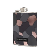 Elegant stijlvol roos goudgrijs en zwart mozaïek heupfles (Links)