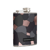 Elegant stijlvol roos goudgrijs en zwart mozaïek heupfles (Rechts)