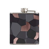 Elegant stijlvol roos goudgrijs en zwart mozaïek heupfles (Achterkant)