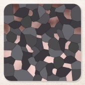 Elegant stijlvol roos goudgrijs en zwart mozaïek kartonnen onderzetters (Voorkant)