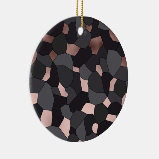 Elegant stijlvol roos goudgrijs en zwart mozaïek keramisch ornament (Rechts)