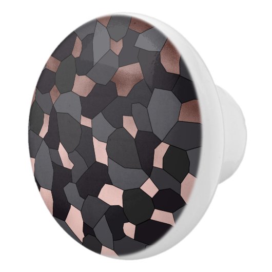 Elegant stijlvol roos goudgrijs en zwart mozaïek keramische knop (Rechts)