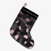 Elegant stijlvol roos goudgrijs en zwart mozaïek kleine kerstsok (Voorkant (Hangend))