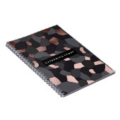 Elegant stijlvol roos goudgrijs en zwart mozaïek notitieboek (Rechterzijde)