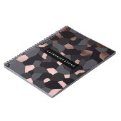 Elegant stijlvol roos goudgrijs en zwart mozaïek notitieboek (Linkerzijde)