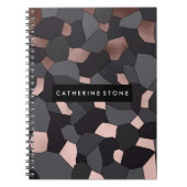 Elegant stijlvol roos goudgrijs en zwart mozaïek notitieboek (Voorkant)