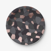 Elegant stijlvol roos goudgrijs en zwart mozaïek papieren bordje (Voorkant)