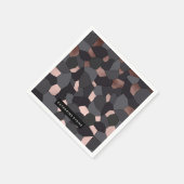 Elegant stijlvol roos goudgrijs en zwart mozaïek servet (Hoek)