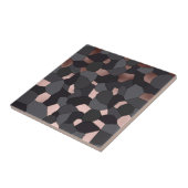 Elegant stijlvol roos goudgrijs en zwart mozaïek tegeltje (Zijkant)