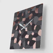 Elegant stijlvol roos goudgrijs en zwart mozaïek vierkante klok (Hoek)