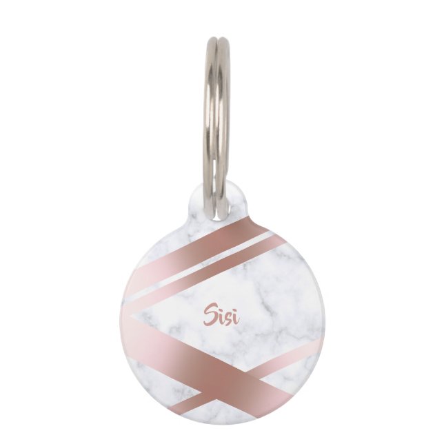 Elegant stijlvol roos goudmarmer huisdierpenning (Voorkant)