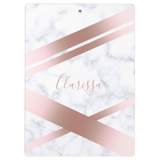 Elegant stijlvol roos goudmarmer klembord (Achterkant)