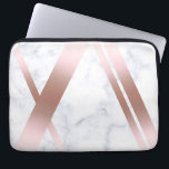 Elegant stijlvol roos goudmarmer laptop sleeve<br><div class="desc">Moderne combinatie van namaak roos goud en witte marmer.</div>
