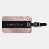 Elegant stijlvol roos goudroze geometrische vormge bagagelabel (Voorkant horizontaal)