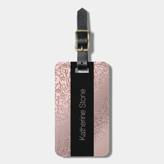Elegant stijlvol roos goudroze geometrische vormge bagagelabel (Voorkant verticaal)