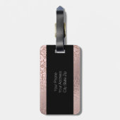 Elegant stijlvol roos goudroze geometrische vormge bagagelabel (Achterkant verticaal)