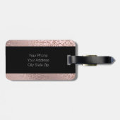 Elegant stijlvol roos goudroze geometrische vormge bagagelabel (Achterkant horizontaal)