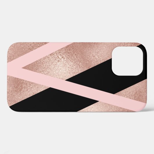 Elegant stijlvol roos goudroze zwart Case-Mate iPhone case (Achterkant (horizontaal))