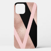 Elegant stijlvol roos goudroze zwart Case-Mate iPhone case (Achterkant)