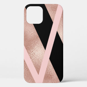 Elegant stijlvol roos goudroze zwart Case-Mate iPhone case