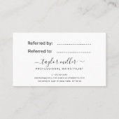 Elegant stijlvol roos goudschaar aanbevelingskaartje (Achterkant)