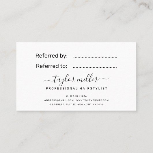 Elegant stijlvol roos goudschaar aanbevelingskaartje (Achterkant)