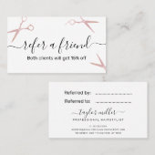 Elegant stijlvol roos goudschaar aanbevelingskaartje (Voorkant / Achterkant)