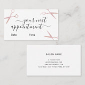 Elegant stijlvol roos goudschaar afsprakenkaartje (Voorkant / Achterkant)