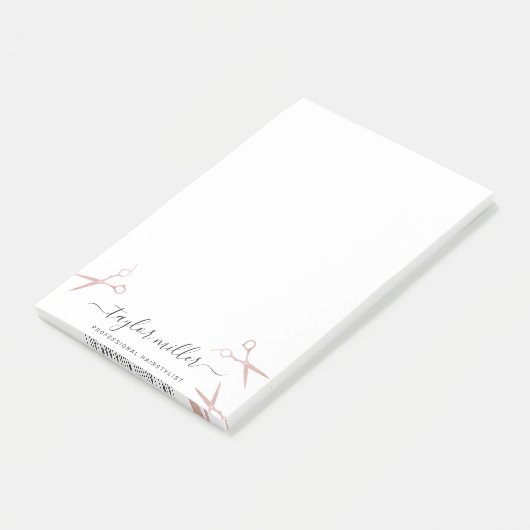 Elegant stijlvol roos goudschaar post-it® notes (Schuin)
