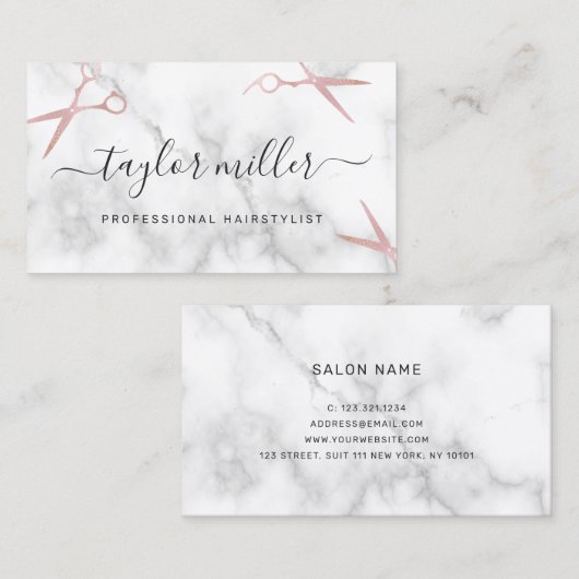 Elegant stijlvol roos goudschaar visitekaartje (Voorkant / Achterkant)