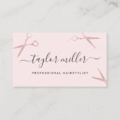 Elegant stijlvol roos goudschaar visitekaartje (Voorkant)