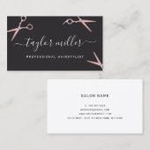 Elegant stijlvol roos goudschaar visitekaartje (Voorkant / Achterkant)