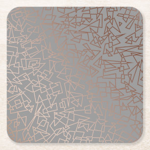 Elegant stijlvol roos goudvormig patroon grijs kartonnen onderzetters