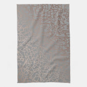 Elegant stijlvol roos goudvormig patroon grijs theedoek (Verticaal)