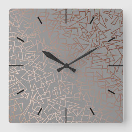 Elegant stijlvol roos goudvormig patroon grijs vierkante klok