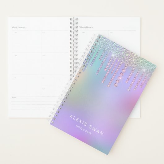 Elegant, stijlvol, roze en blauwe diamanten planner (Display)