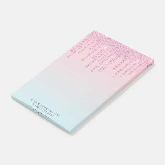 Elegant, stijlvol, roze en blauwe diamanten post-it® notes (Schuin)