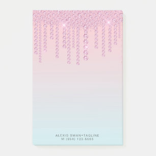 Elegant, stijlvol, roze en blauwe diamanten post-it® notes