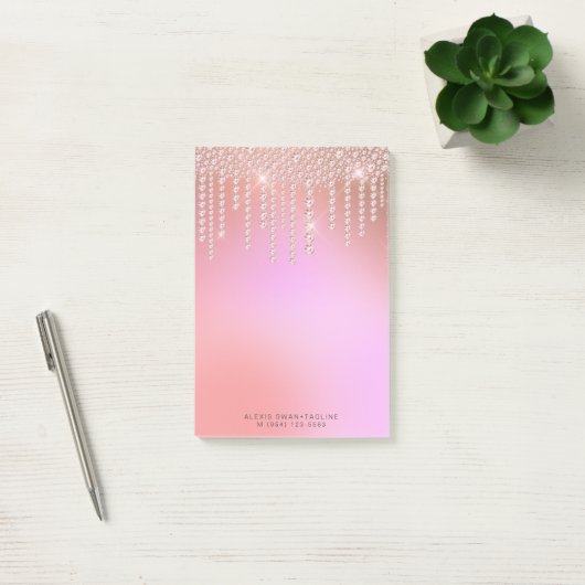 Elegant, stijlvol, roze en paarse diamanten post-it® notes (Kantoor)
