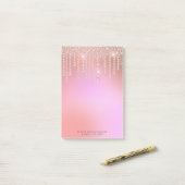 Elegant, stijlvol, roze en paarse diamanten post-it® notes (Op bureau)