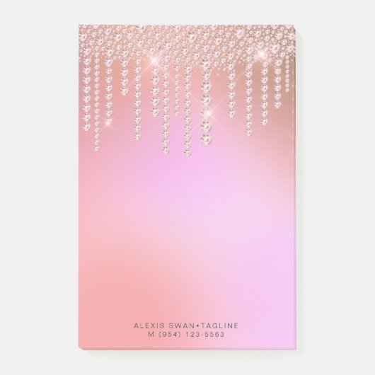Elegant, stijlvol, roze en paarse diamanten post-it® notes (Voorkant)