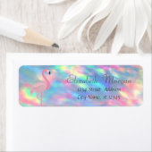 Elegant Stijlvol, Roze Flamingo Holographic Opal Etiket (Insitu)
