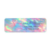 Elegant Stijlvol, Roze Flamingo Holographic Opal Etiket (Voorkant)