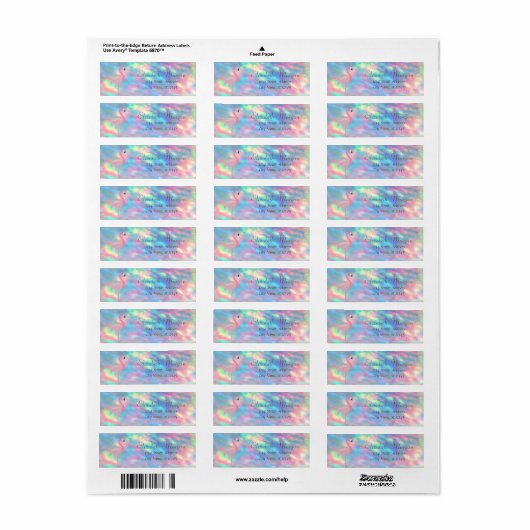 Elegant Stijlvol, Roze Flamingo Holographic Opal Etiket (Full Sheet)