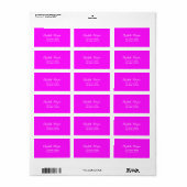 Elegant Stijlvol Roze Fluorescent Neon Etiket (Full Sheet)