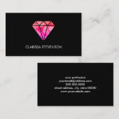 elegant, stijlvol, roze oranje diamant zwart visitekaartje (Voorkant / Achterkant)