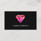 elegant, stijlvol, roze oranje diamant zwart visitekaartje (Voorkant)