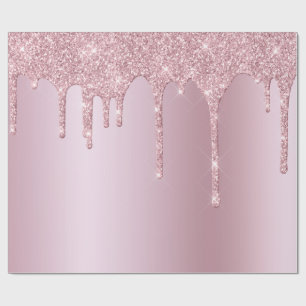 Elegant stijlvol roze roze gouden glitterdruppels cadeaupapier