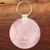 Elegant stijlvol roze roze roze goud glitter marme sleutelhanger (Voorkant)